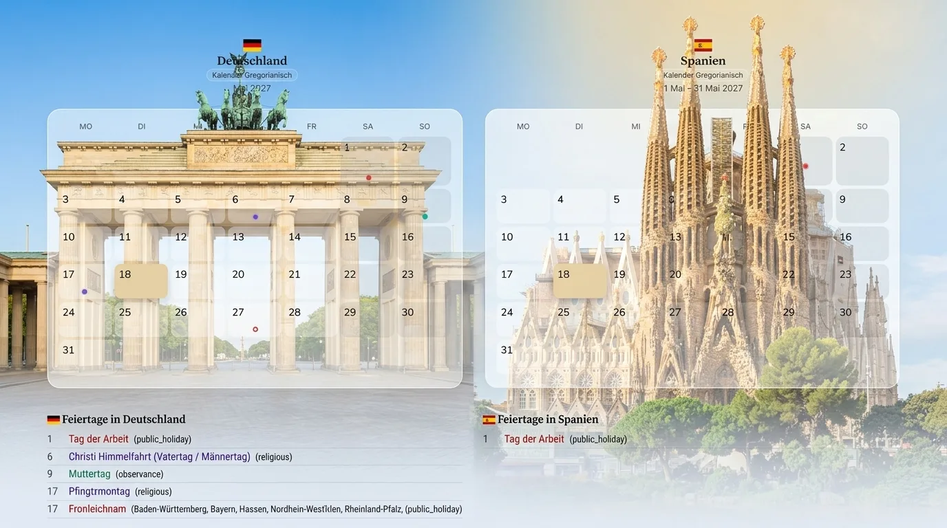 Feiertage und Brückentage 2026: Deutschland und Spanien im Vergleich für Urlaub und Reiseplanung