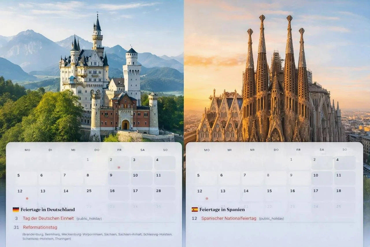 Feiertage und Brückentage 2026: Deutschland und Spanien im Vergleich für Urlaub und Reiseplanung